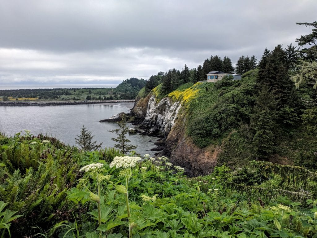 Lewis and Clark Interpretive Center high above the cliffs at Cape Disappointment