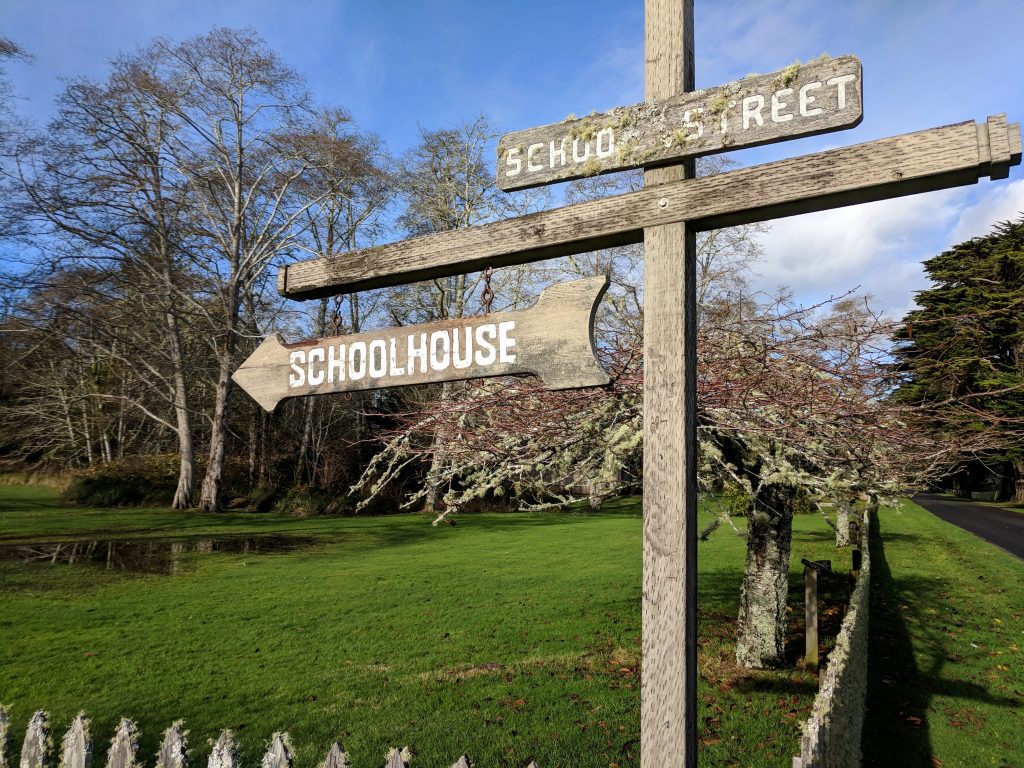 Oysterville School Sign